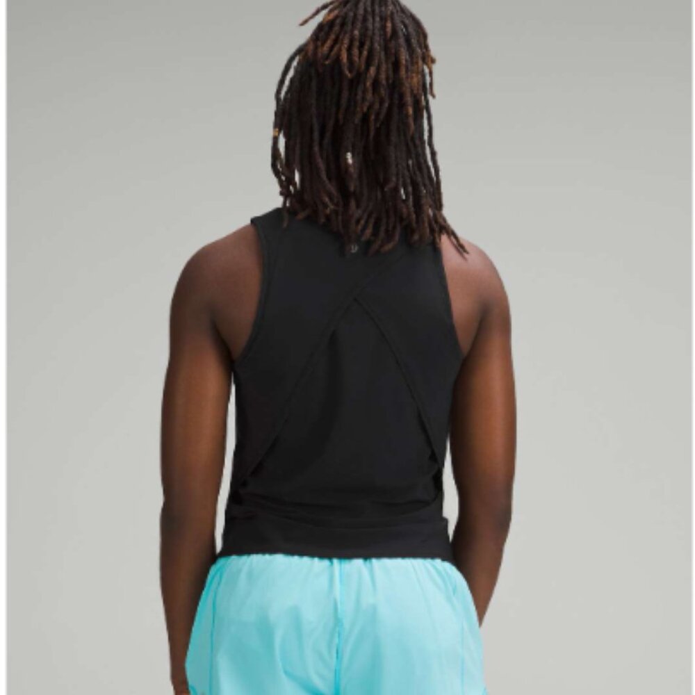 Fold-Over Running Tank Top Color: Black Size: 4 - image 2